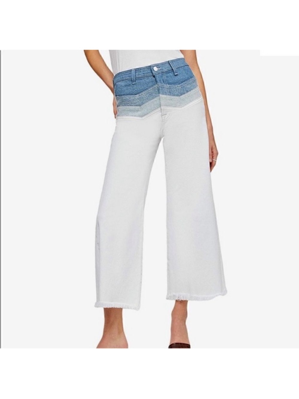 7 For All Mankind High-Waist Cropped‎ Flare Chevron